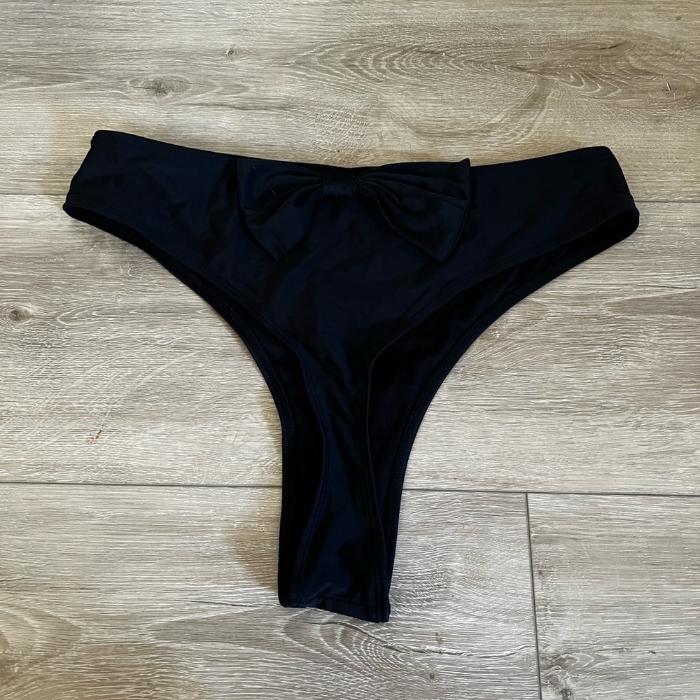 Black Cheeky Swim Bottoms with Bow